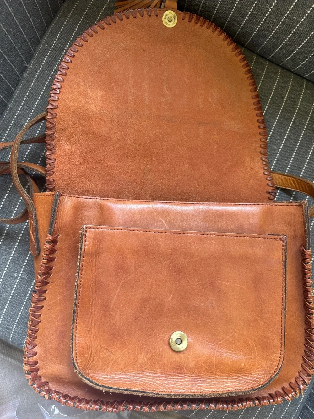 Patricia Nash Barattoli Tooled Genuine Leather Crossbody Bag Rust Brown